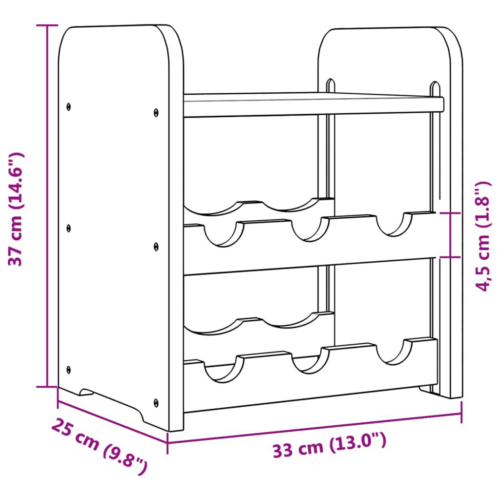 vidaXL Wijnrek met bovenblad 33x25x37 cm massief grenenhout