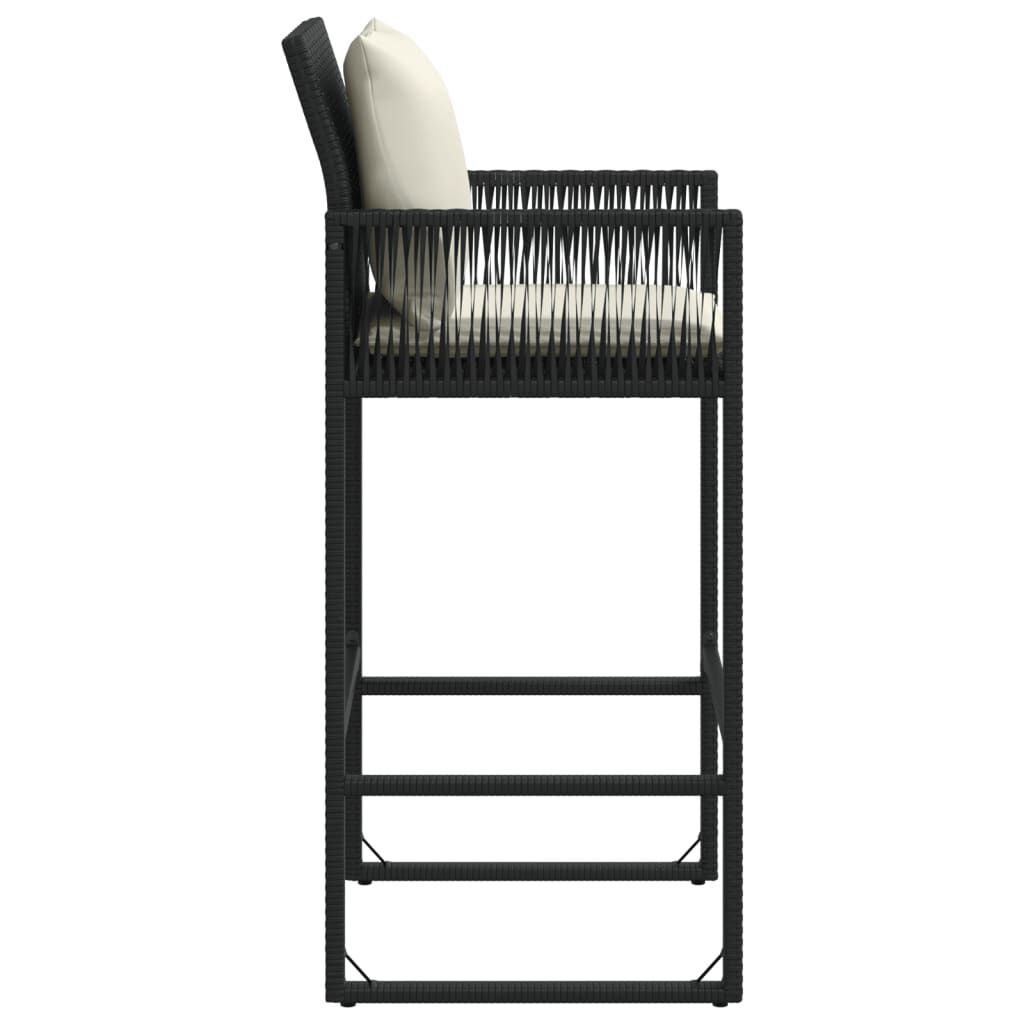 vidaXL Tuinbarkrukken met kussens 2 st poly rattan zwart