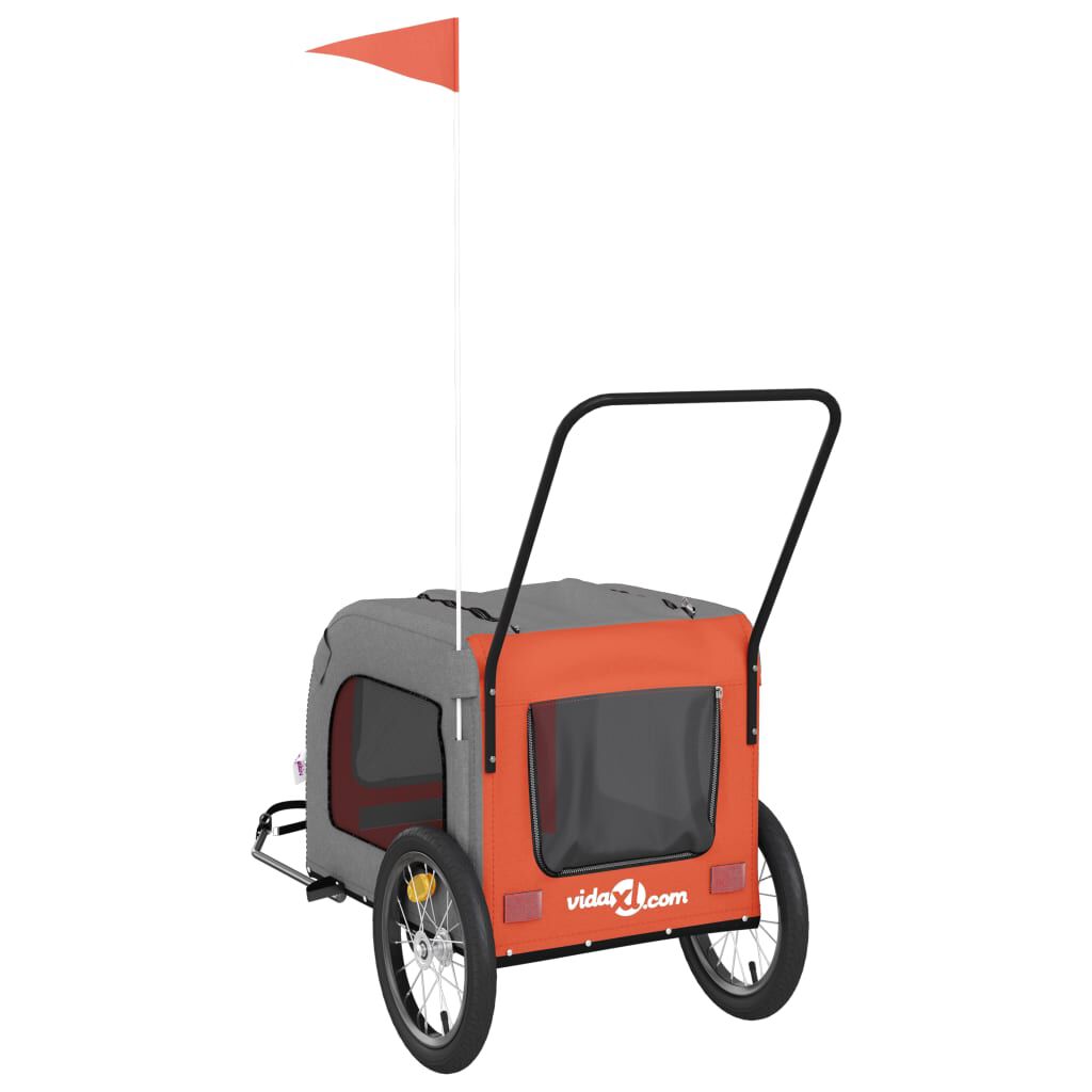 vidaXL Hondenfietstrailer oxford stof en ijzer oranje en grijs