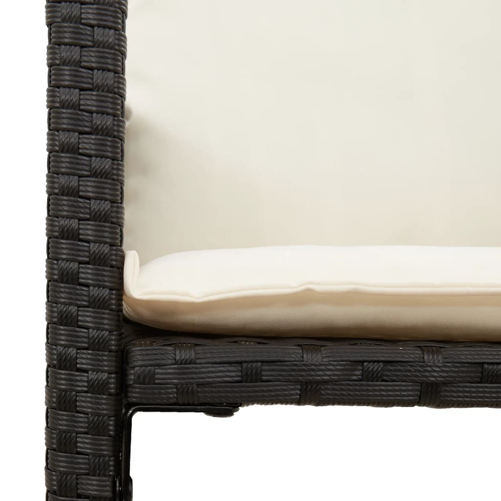 vidaXL Tuinbarkrukken met kussens 2 st poly rattan zwart