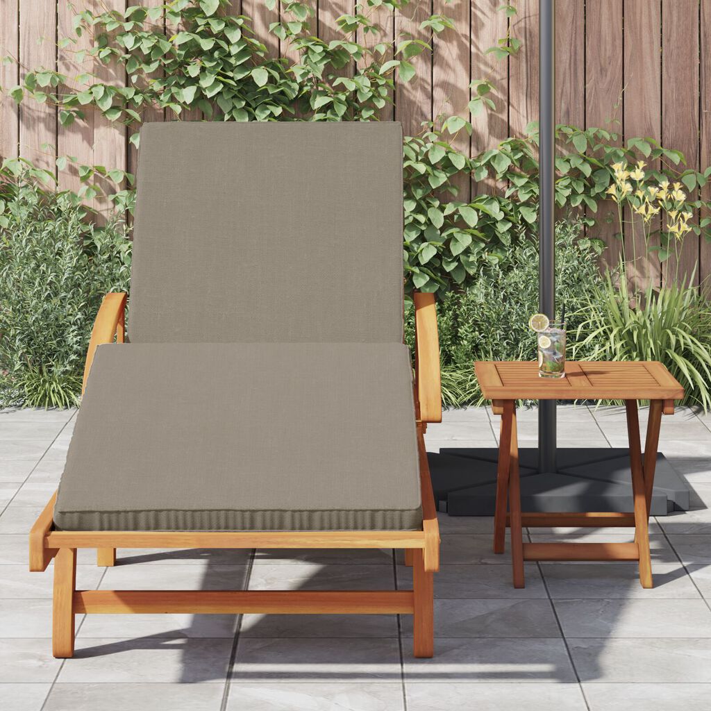 vidaXL Zonnebank met Kussen en Tafel - Taupe - Massief Acacia