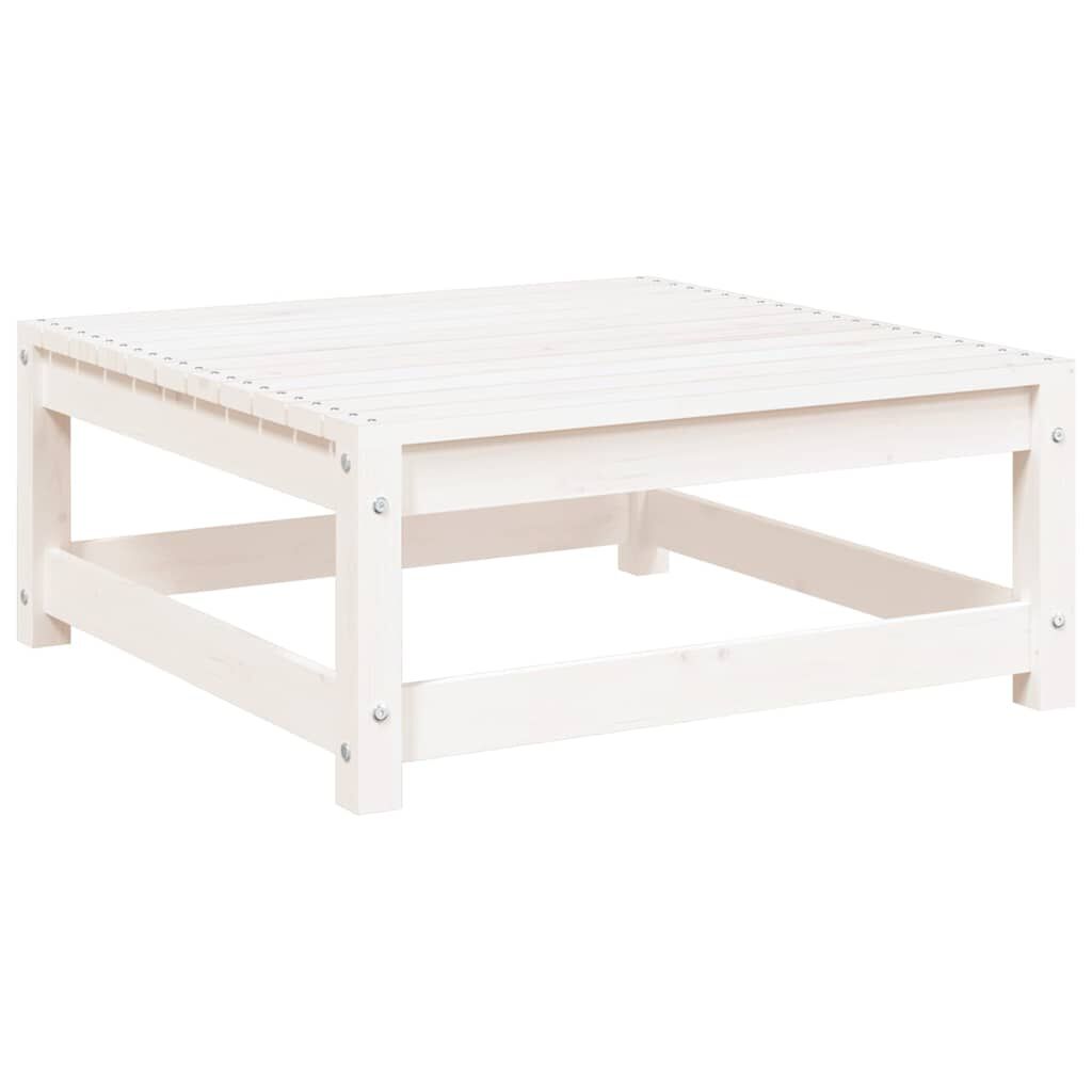 vidaXL Tuinvoetenbank 70x70x30 cm massief grenenhout wit