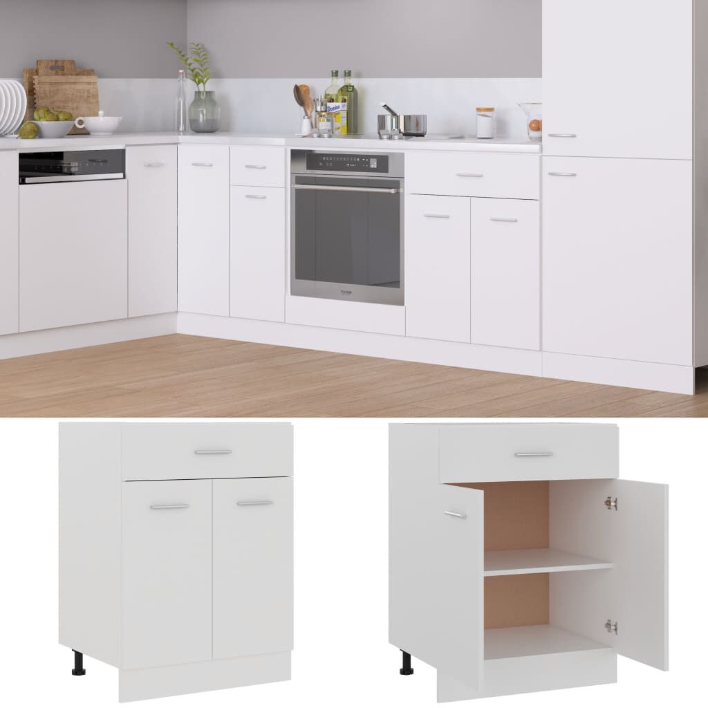 vidaXL Onderkast met lade Lyon 60x46x81,5 cm bewerkt hout wit