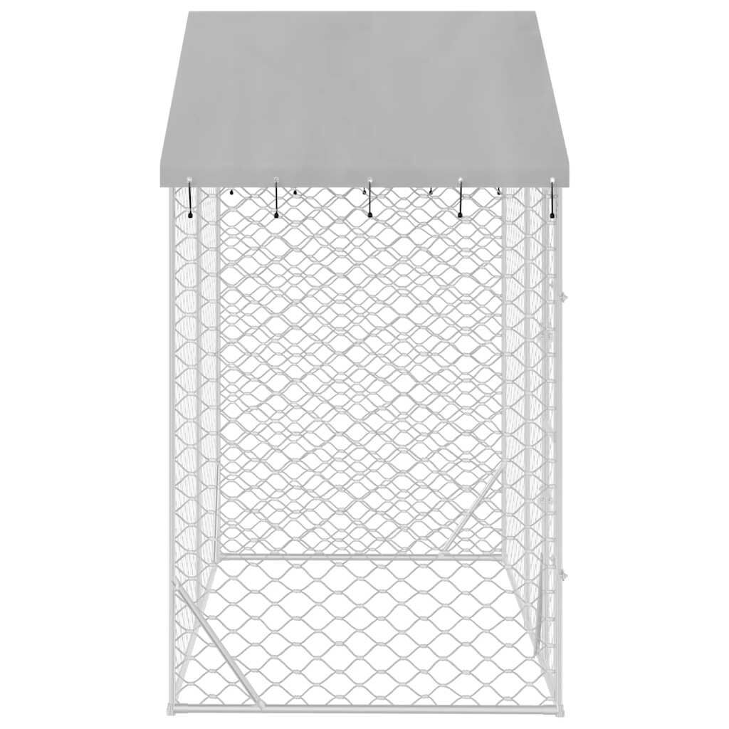 vidaXL Hondenkennel met dak 3x1,5x2,5 m gegalvaniseerd staal zilver