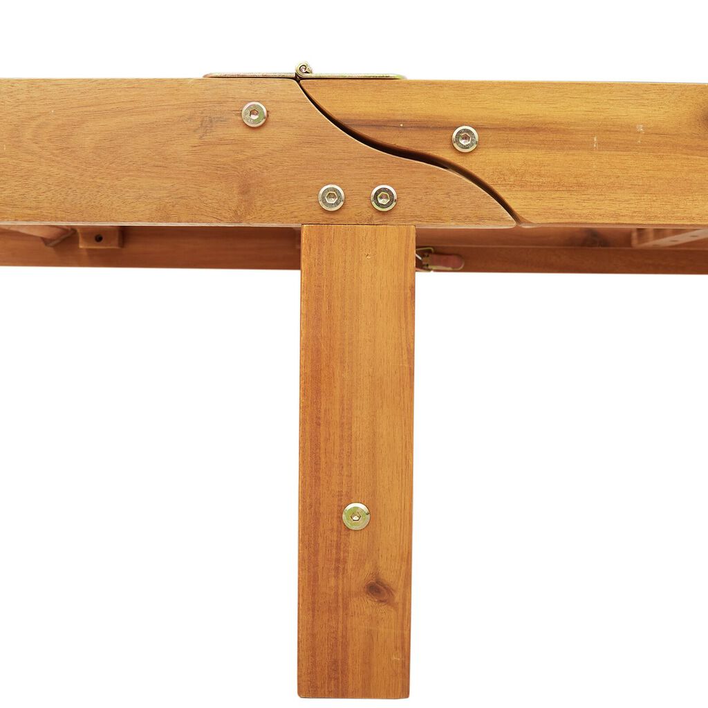 vidaXL Zonnebank met Kussen en Tafel - Taupe - Massief Acacia