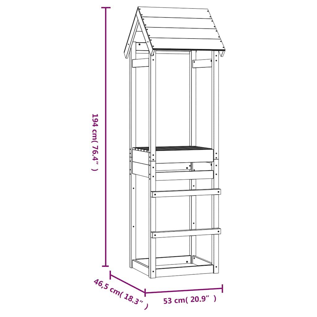vidaXL Speeltoren 53x46,5x194 cm massief grenenhout