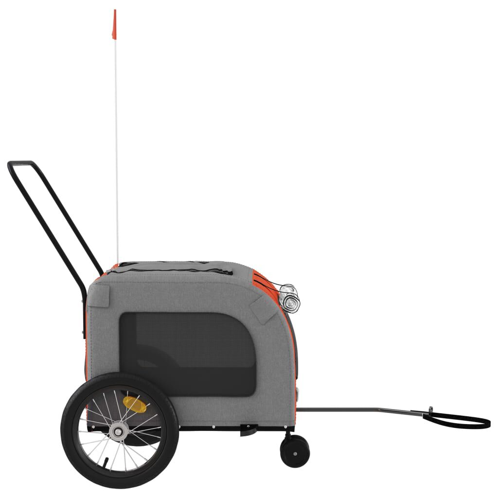 vidaXL Hondenfietstrailer oxford stof en ijzer oranje en grijs