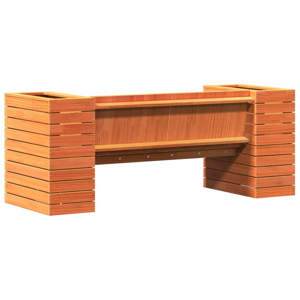 vidaXL Bankje met plantenbakken 167,5x60x65 cm grenenhout wasbruin