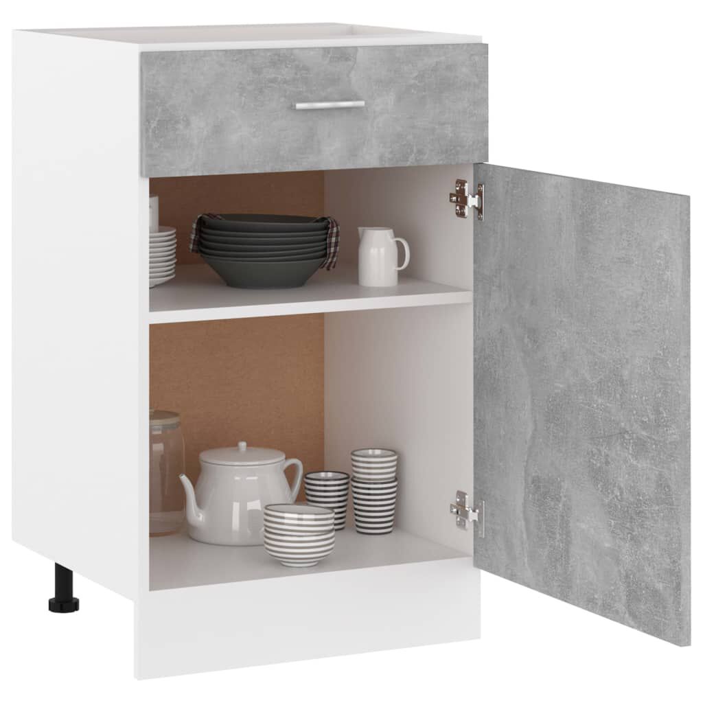 vidaXL Onderkast met lade Lyon 50x46x81,5 cm bewerkt hout betongrijs