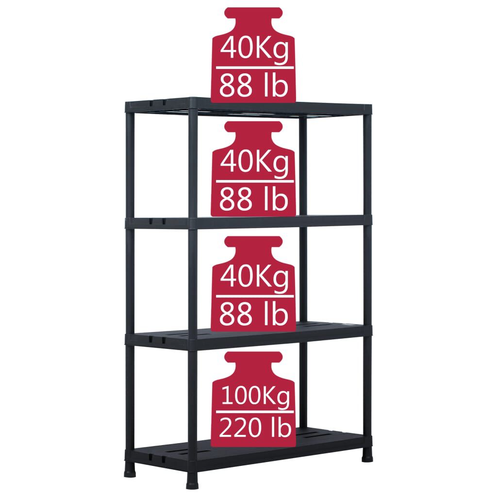 vidaXL Opbergrek 220 kg 90x40x138 cm kunststof zwart