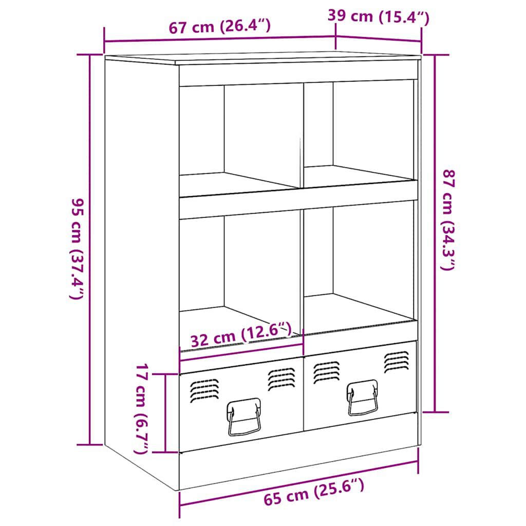vidaXL Hoge kast 67x39x95 cm staal roze