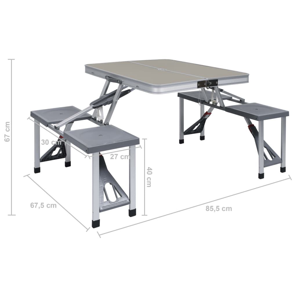 vidaXL Campingtafel inklapbaar met 4 zitjes staal en aluminium