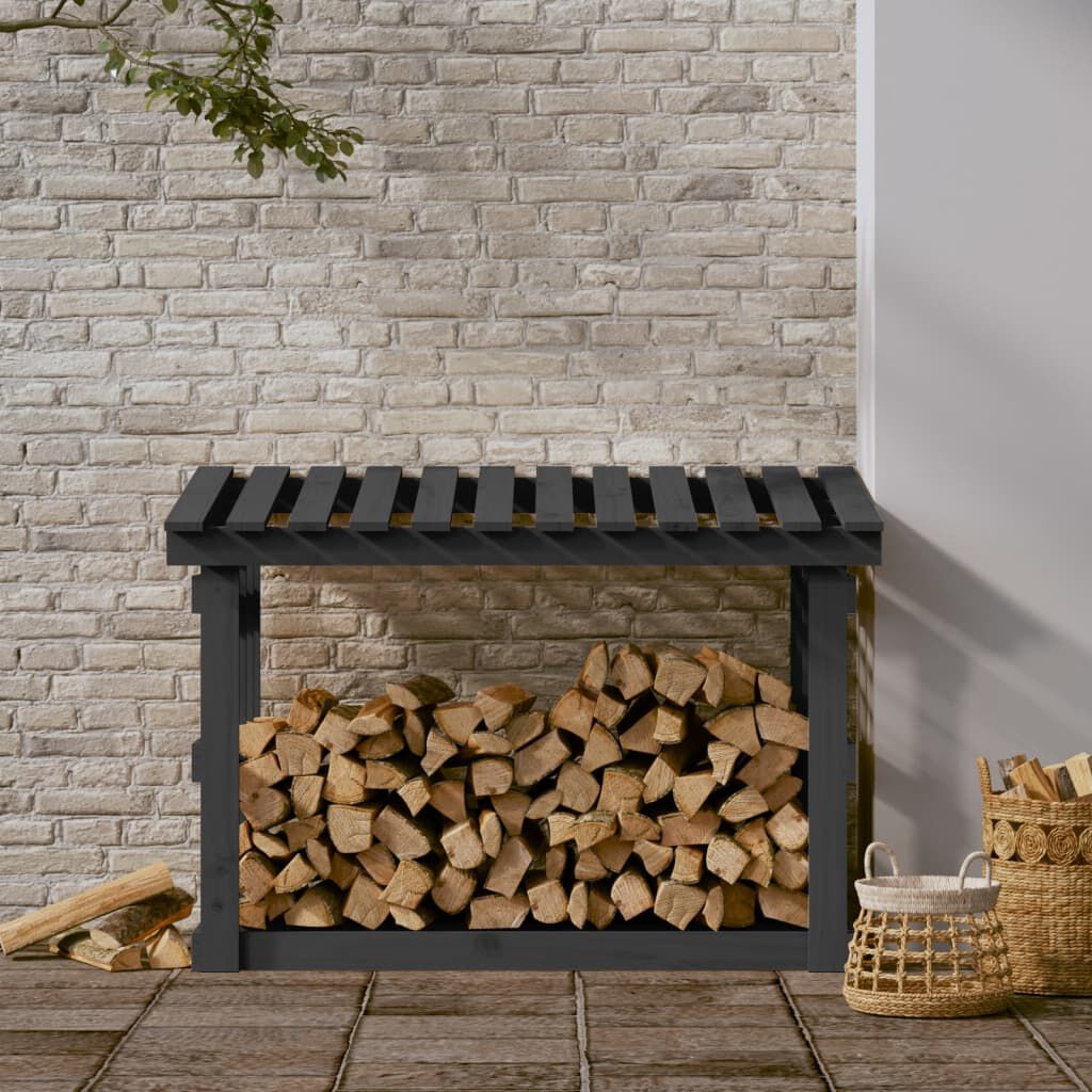 vidaXL Haardhoutrek 108x64,5x77 cm massief grenenhout grijs