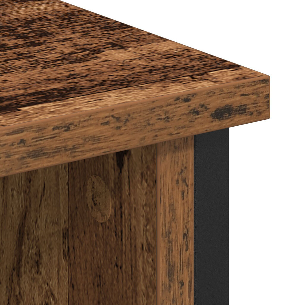 vidaXL Tv-meubel 100x35x45 cm bewerkt hout en staal oud houtkleurig