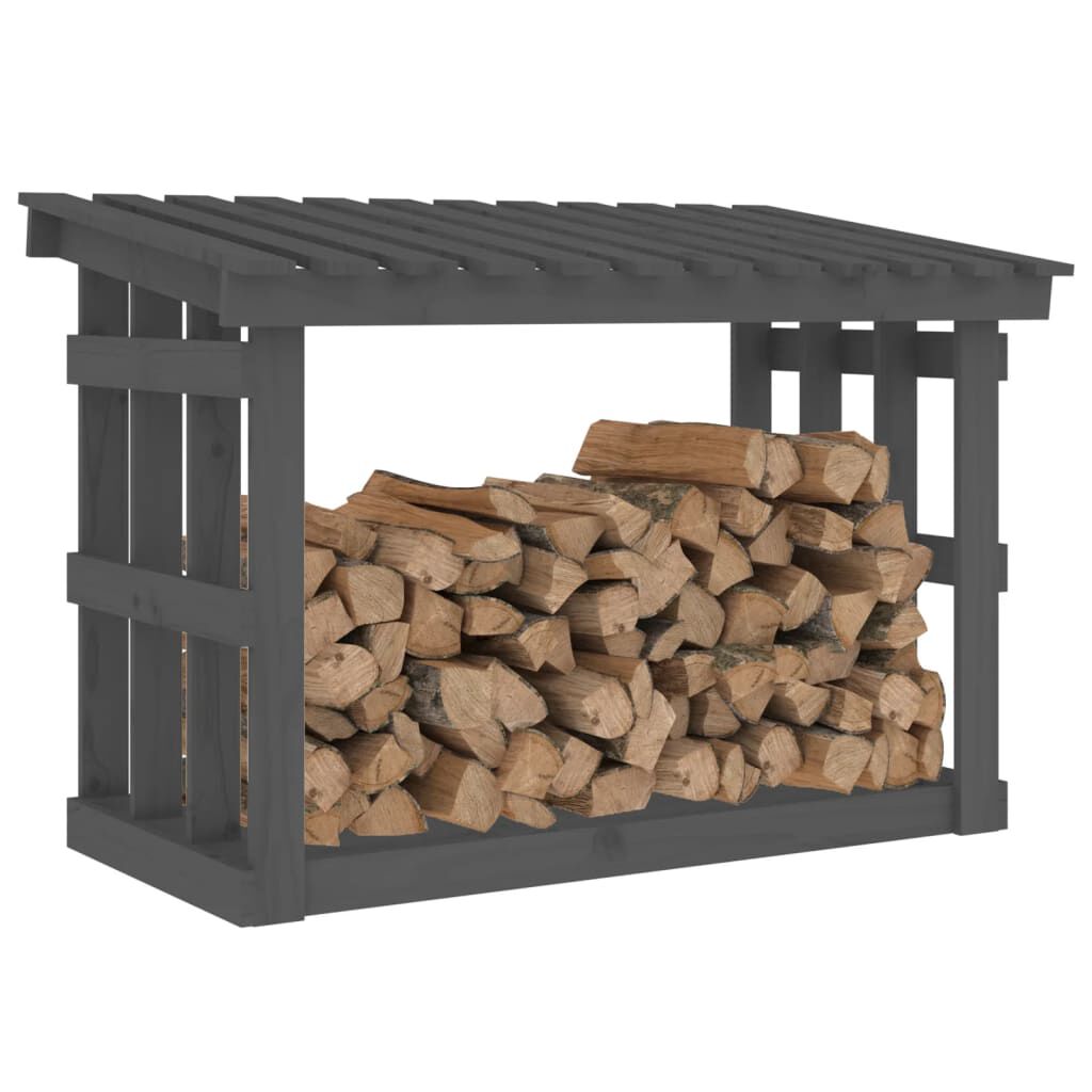 vidaXL Haardhoutrek 108x64,5x77 cm massief grenenhout grijs