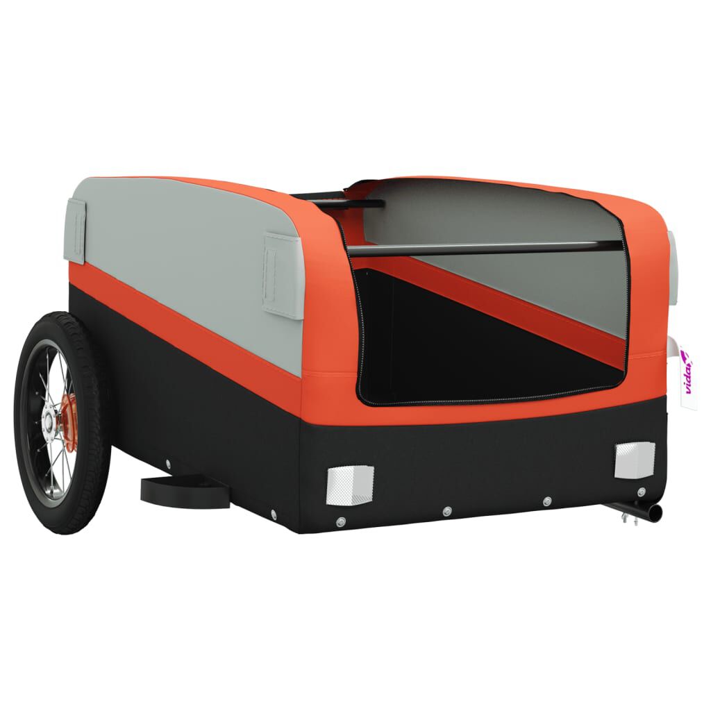 vidaXL Fietstrailer 30 kg ijzer zwart en oranje