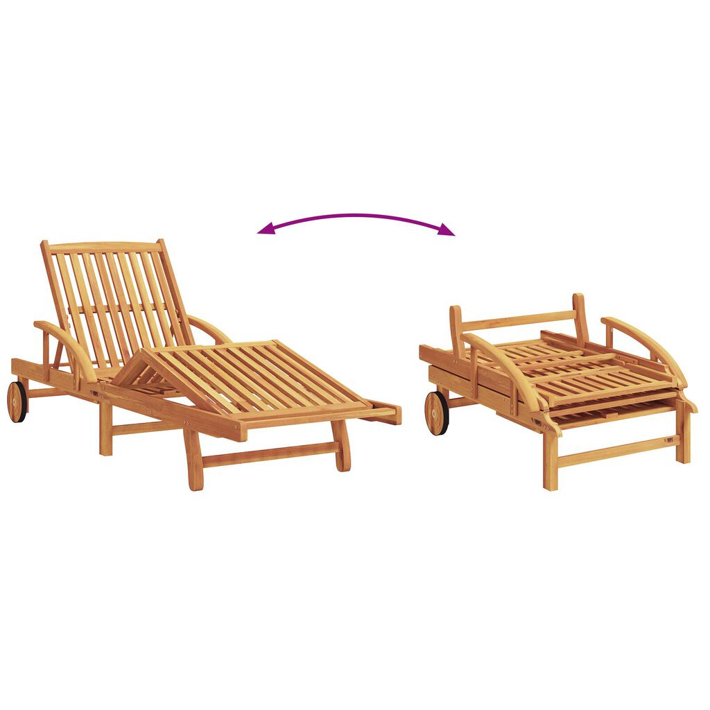 vidaXL Zonnebank met Kussen en Tafel - Taupe - Massief Acacia