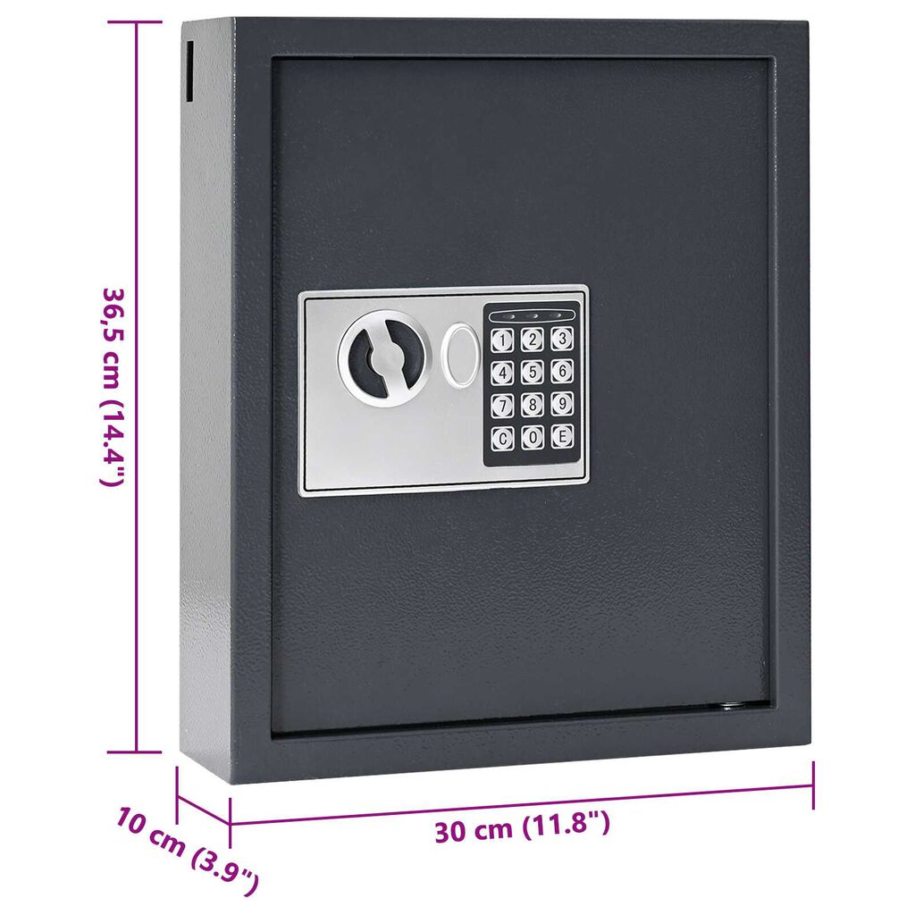 vidaXL Toetsenbord Kluis Gunmetal Grijs Staal, Chroom Medium Sloten