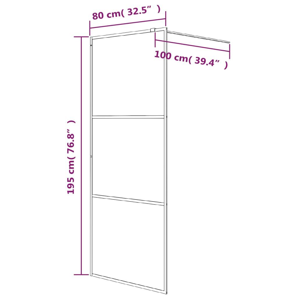 vidaXL Inloopdouchewand 80x195 cm mat ESG-glas zwart