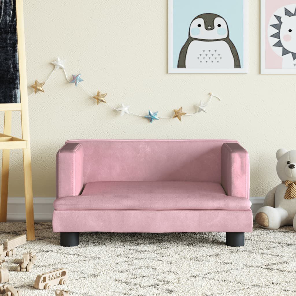 vidaXL Kinderbank 60x40x30 cm fluweel roze